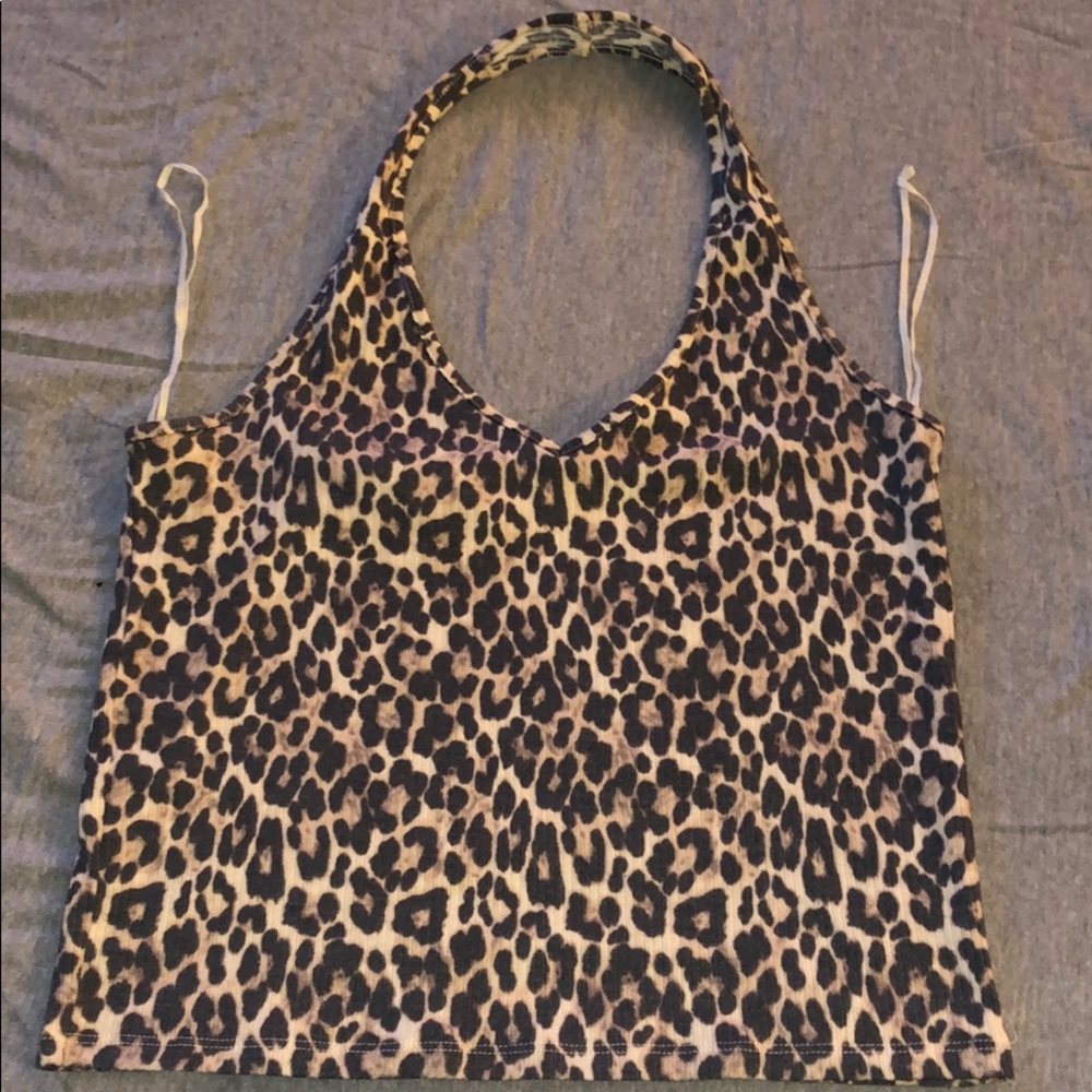 American Eagle cheetah halter top